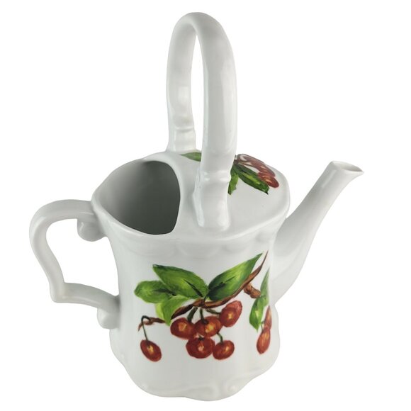 Cherry Ceramic Garden Hand Painted Watering Can Country Cottage Farmhouse Décor - Picture 3 of 12